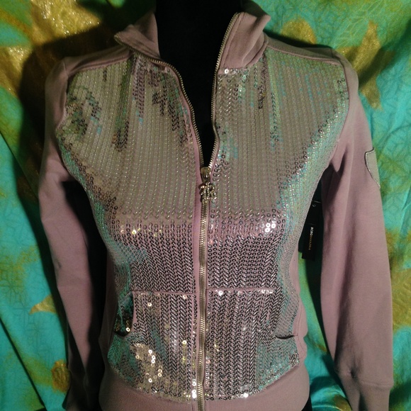 NWT BCBG SEQUINED HOODIE SM - Picture 1 of 8
